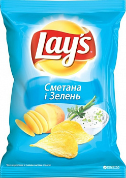 Чипсы Лейс Сметана и Зелень 70г.